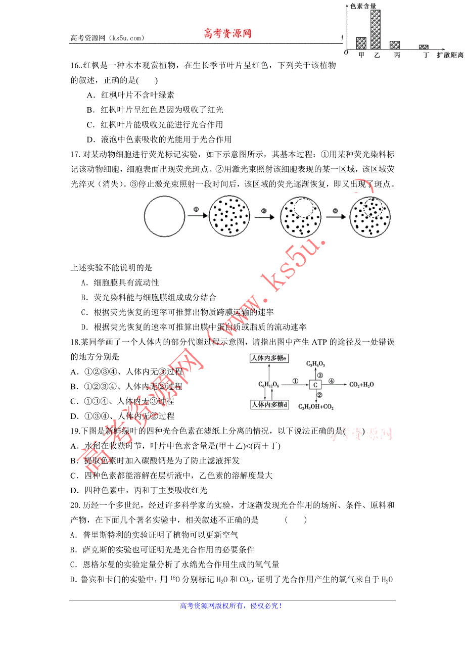 吉林省汪清县第六中学2015-2016学年高二下学期期末考试生物（理）试题 WORD版含答案.doc_第3页