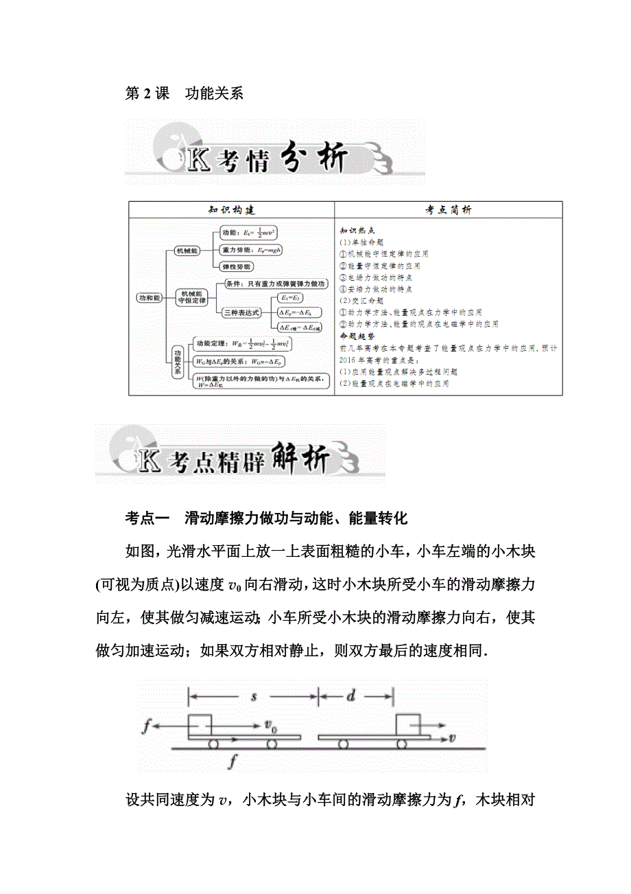 2016高考物理二轮复习练习：专题2 第2课 功能关系 WORD版含答案.doc_第1页