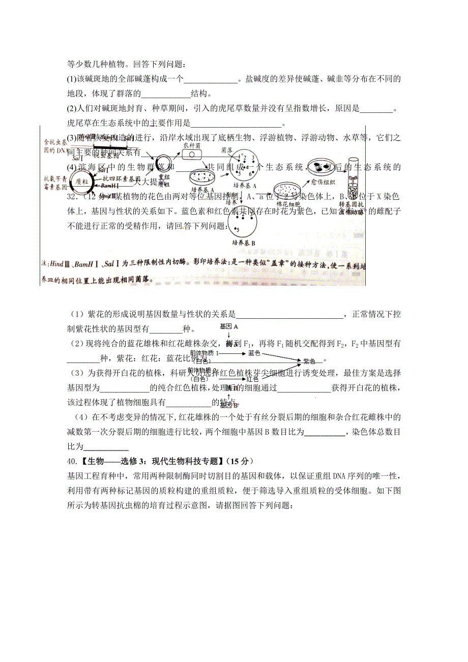 《首发》福建省漳平一中2016届高三考前围题生物试卷（三） WORD版含答案.doc_第3页