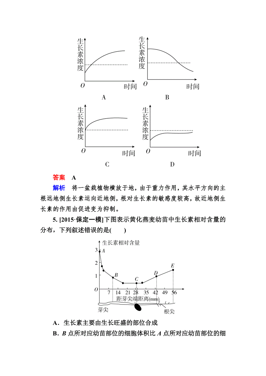 2016高考生物大二轮复习练习：专题易错题训练5生命活动的调节 WORD版含答案.doc_第3页