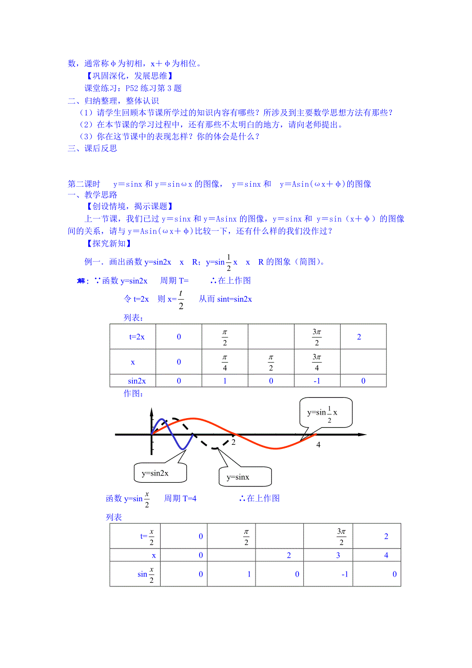 北师大版高中数学必修四4第一章三角函数全套教案 7第七节函数Y＝ASIN(ΩX＋Φ)图像.doc_第3页