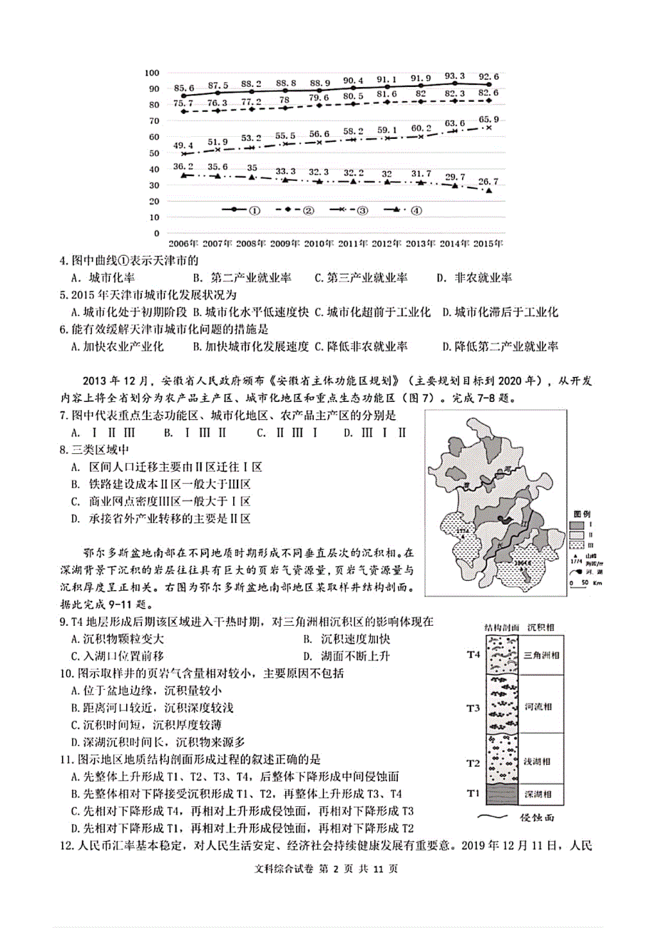 安徽省马鞍山市第二中学2020届高三第二次阶段性素质测试文科综合试题 PDF版含答案.pdf_第2页