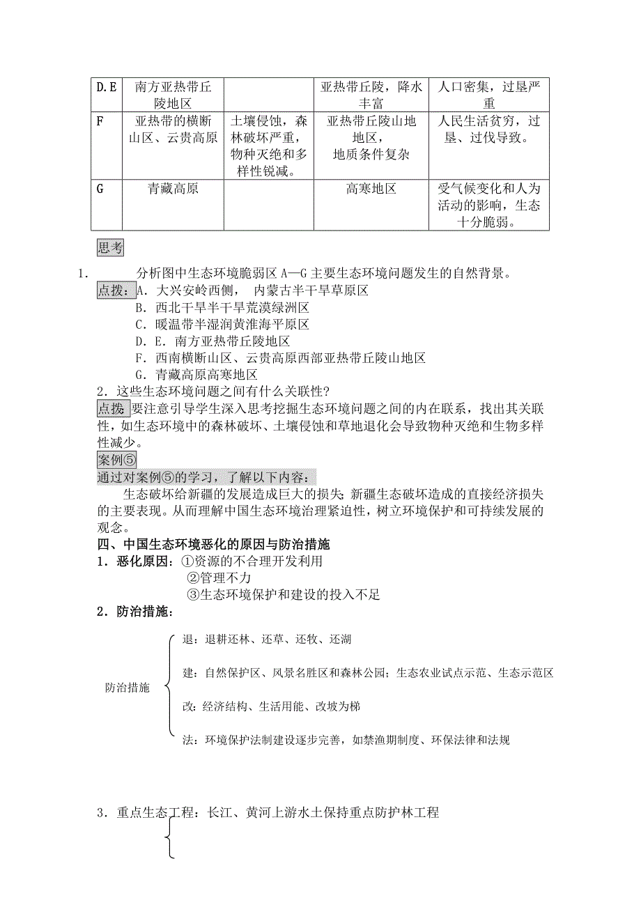 《名校推荐》山西省运城市康杰中学人教版地理选修六教学参考：4.5中国区域生态环境问题及其防治途径 教案 .doc_第2页