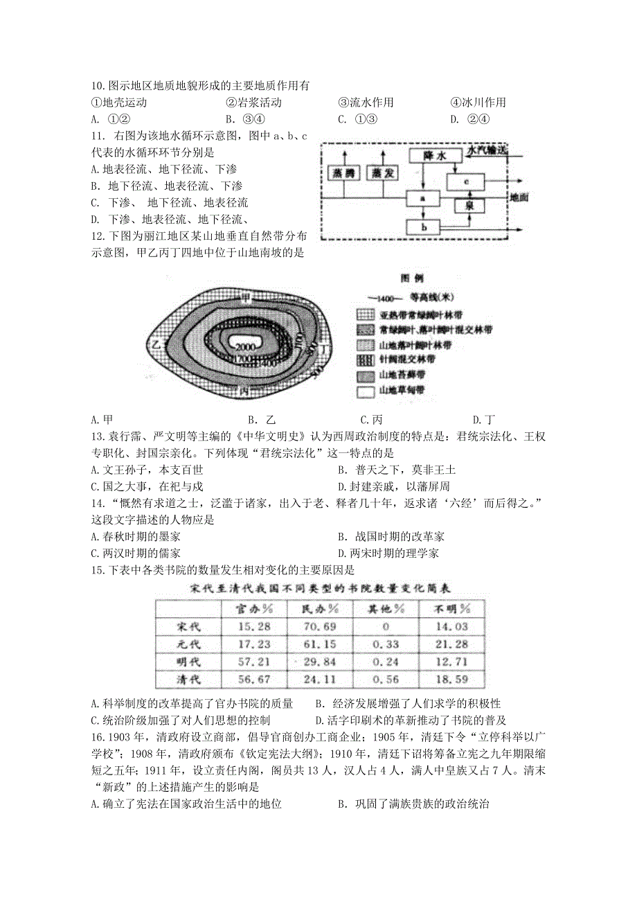 山东省聊城市2015届高三下学期第二次模拟考试文科综合试题 WORD版含答案.doc_第3页