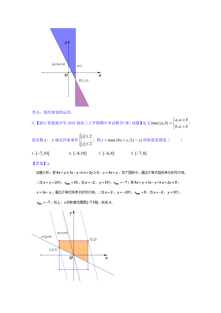 决胜2016年高考全国名校试题数学（文）分项汇编（浙江特刊）专题06 不等式（第01期） WORD版含解析.doc_第2页