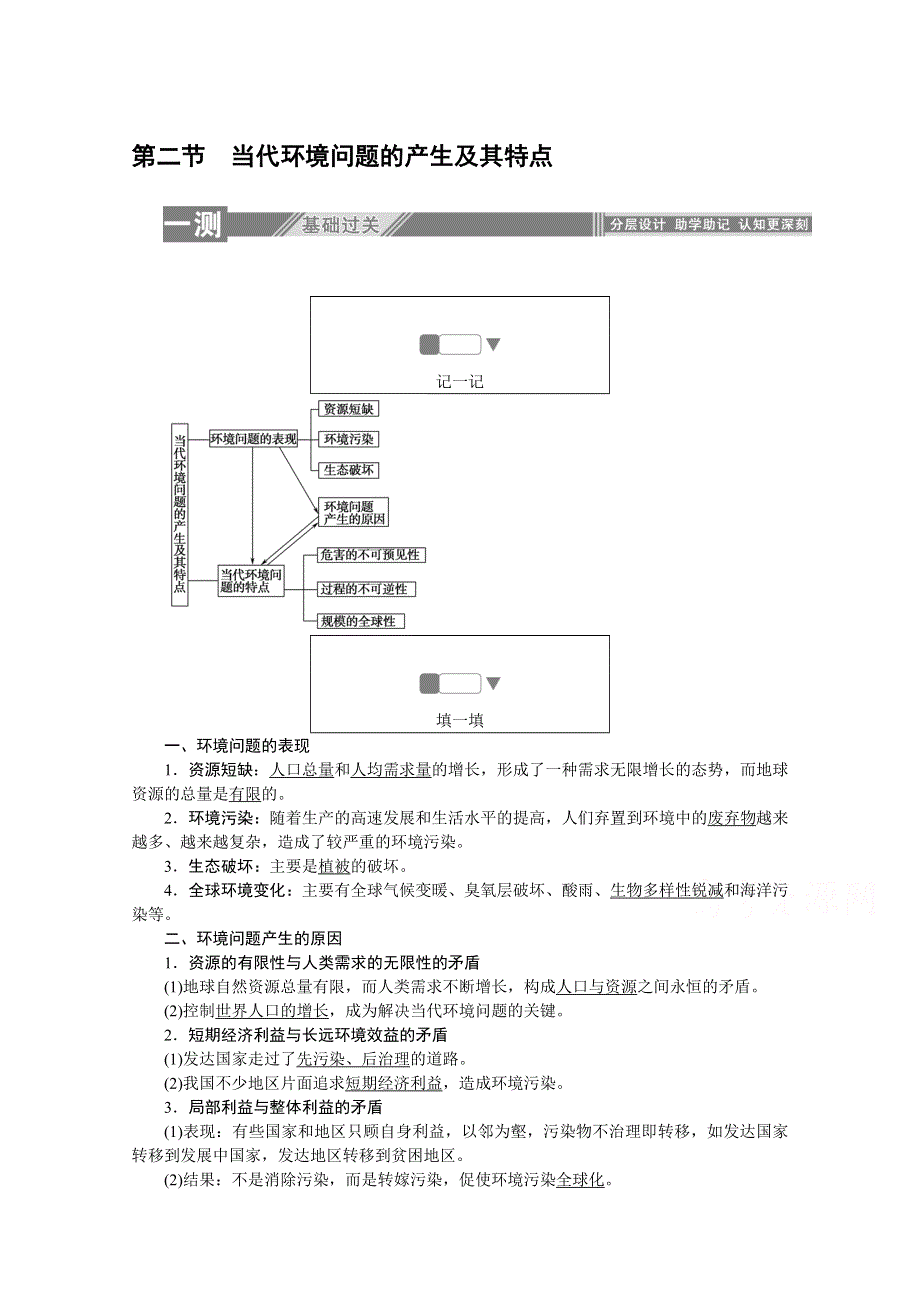 2019-2020学年地理人教版选修6同步检测：1-2当代环境问题的产生及其特点 WORD版含解析.doc_第1页