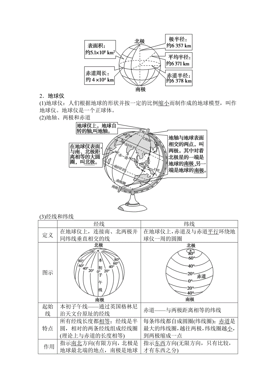 2022高三全国统考地理中图版一轮复习教学案：第1章 第1讲　地球仪与地图 WORD版含解析.doc_第2页