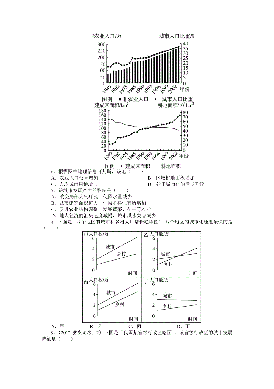 2014届高考地理（人教版 全国）一轮复习题库：必修2第七章城市与城市化第2讲城市化练习.doc_第2页