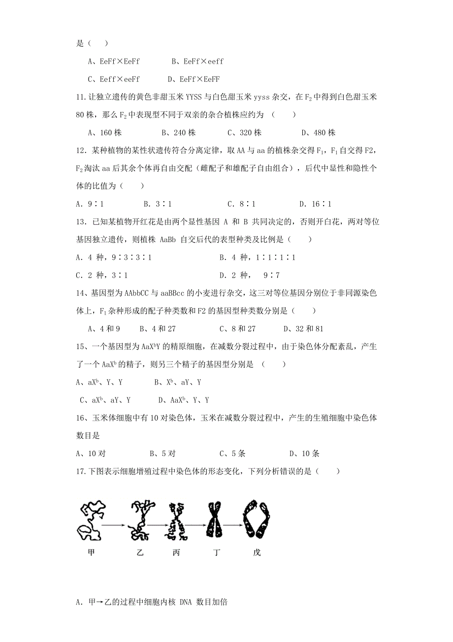 广东省湛江市第二十中学2020-2021学年高一生物下学期第一阶段考试试题.doc_第3页