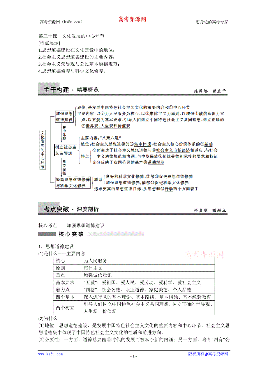 2014届高考政治大一轮复习（配套WORD文档）3-12-30 文化发展的中心环节 WORD版含答案.doc_第1页