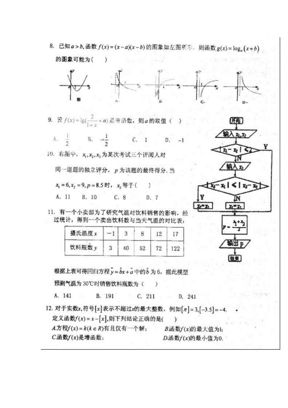 山东省聊城市莘县一中2012-2013学年高一上学期第三次模块测试数学试题扫描版含答案.doc_第2页