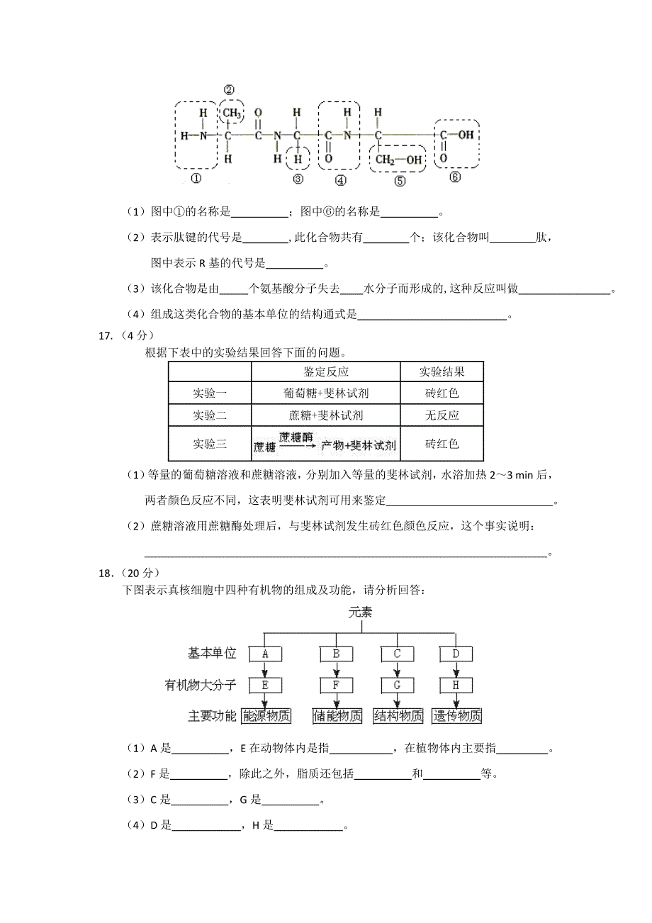 广东省湛江市廉江青平中学2011-2012学年高一上学期阶段测试（一）生物试题.doc_第3页