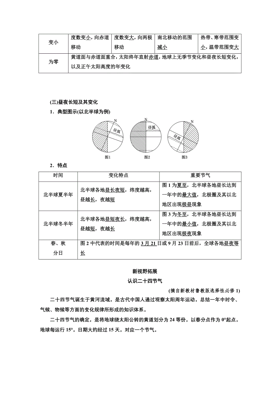 2022高三新高考地理人教版一轮学案：第1章 第四节　地球的公转（一）——黄赤交角及昼夜长短的变化 WORD版含解析.doc_第3页