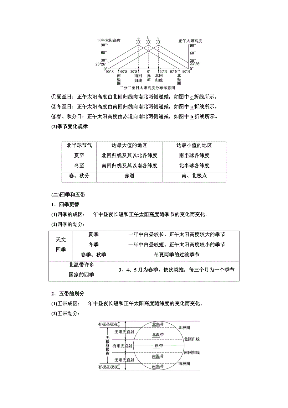 2022高三新高考地理人教版一轮学案：第1章 第五节　地球的公转（二）——太阳高度的变化、四季和五带 WORD版含解析.doc_第2页