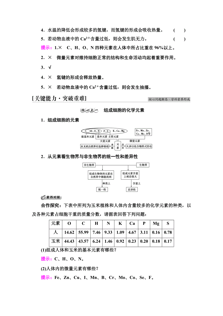 2021-2022学年新教材浙科版生物必修1学案：第1章 第1节　水和无机盐是构成细胞的重要无机物 WORD版含答案.doc_第3页