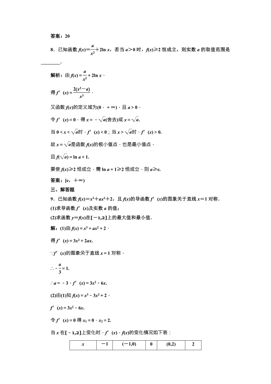 2017-2018学年人教A版数学选修1-1课时达标检测（十八） 函数的最大（小）值与导数 WORD版含解析.doc_第3页