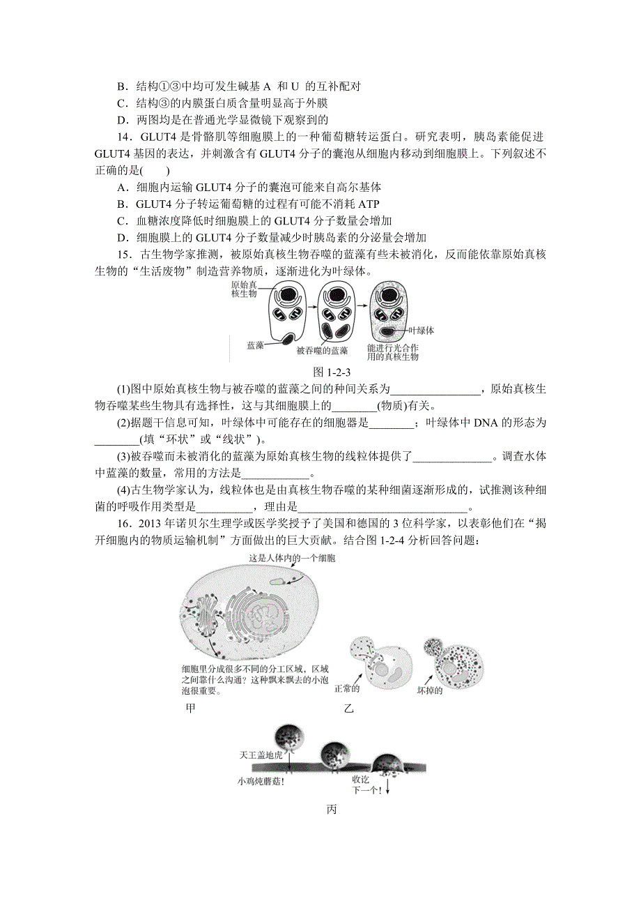 《高三复习方案》2015届高考生物二轮复习试题：专题二　复杂精巧的细胞结构.doc_第3页