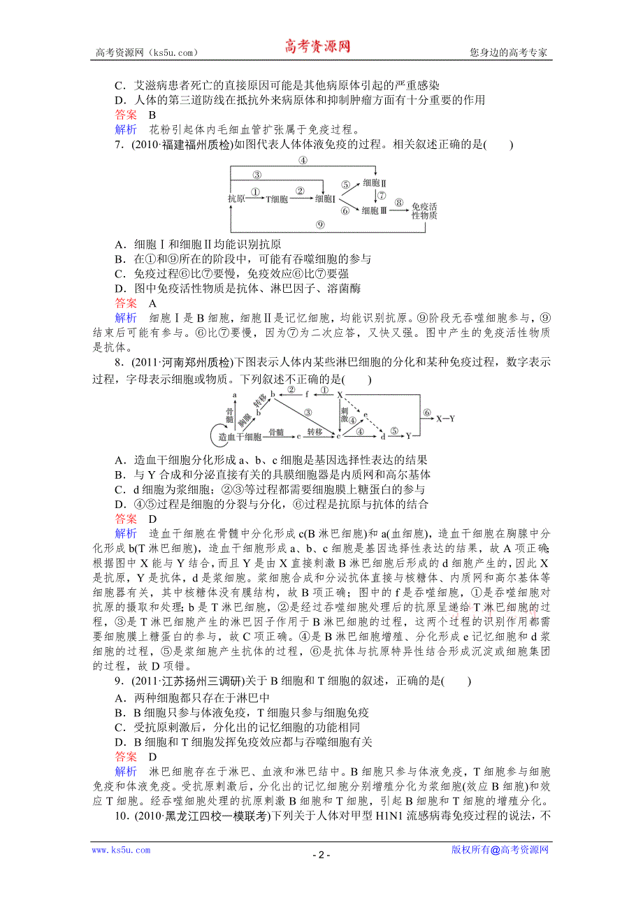 2012高三生物一轮复习同步辅导课后作业（大纲版）：3-6第四节免疫.doc_第2页