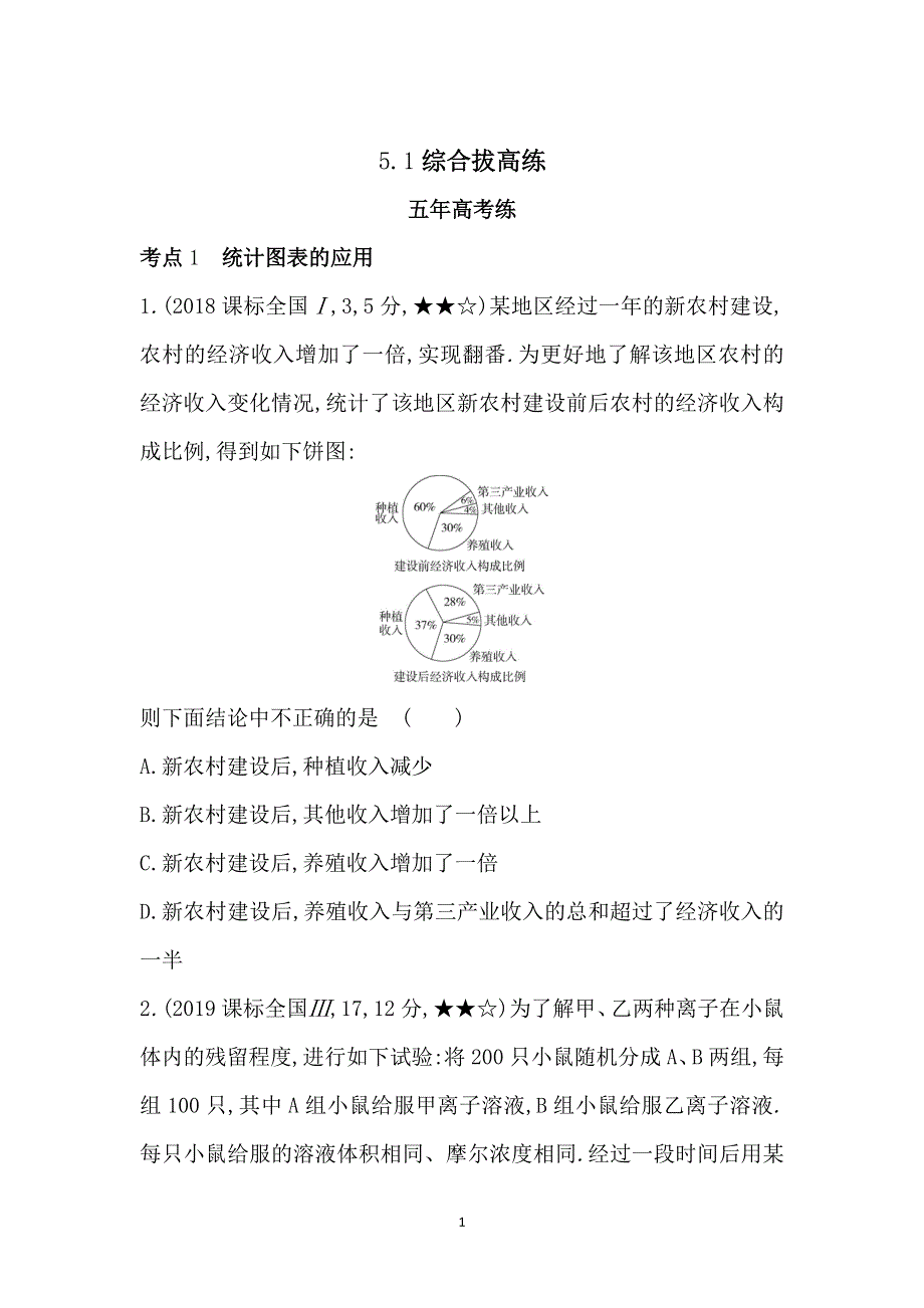 新教材2022版数学人教B版必修第二册提升训练：5-1 统计 综合拔高练 WORD版含解析.docx_第1页