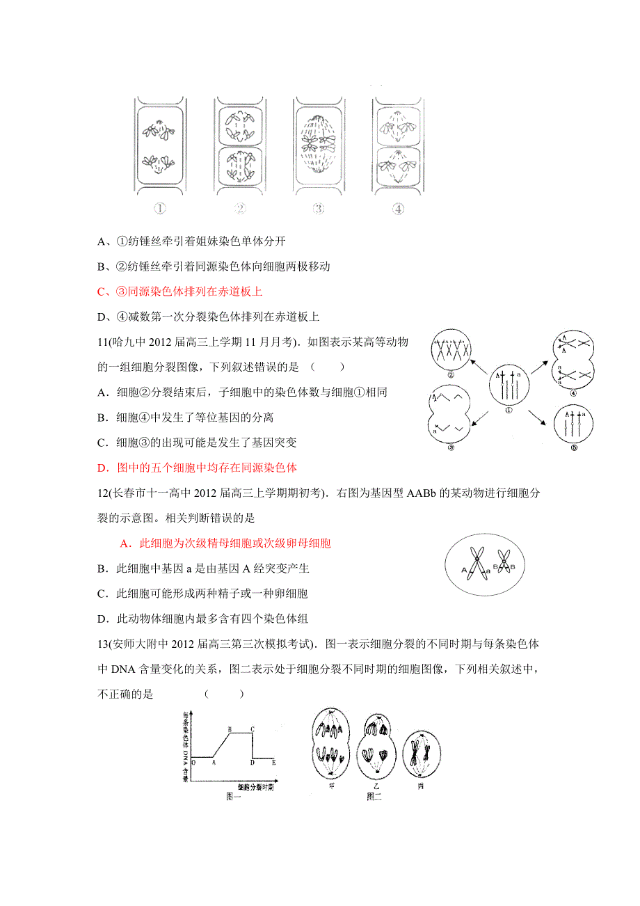 2012高三生物一轮复习基因和染色体的关系 单元练习题2.doc_第3页