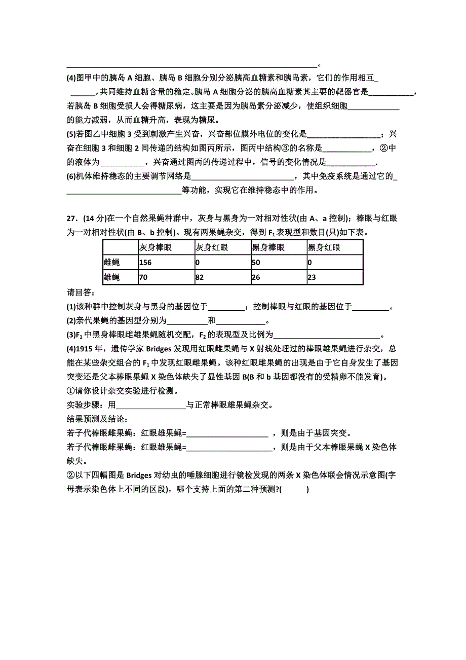 山东省胶州一中2015届高三上学期第二次质量检测（12月）生物试题 WORD版含答案.doc_第3页