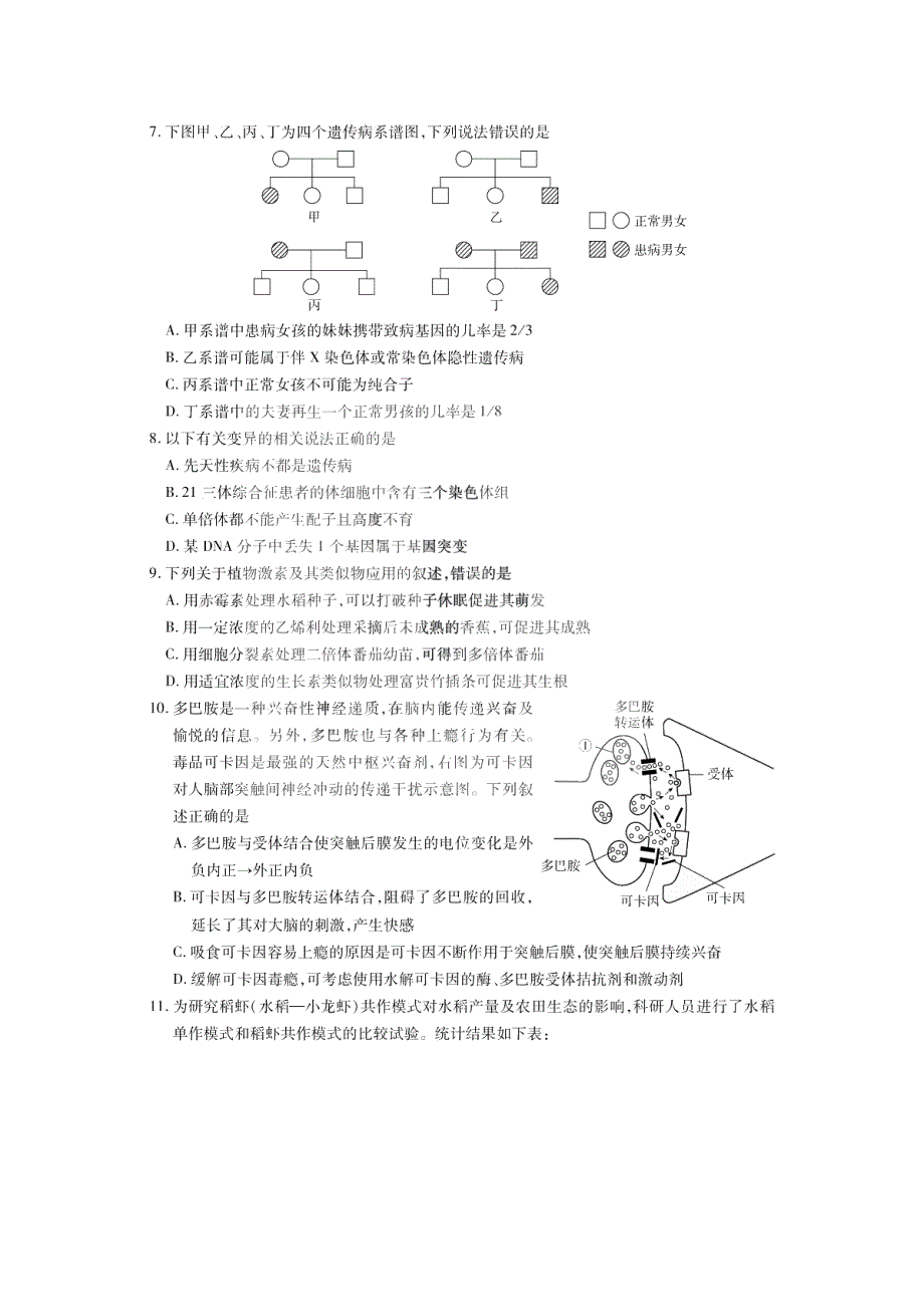 百师联盟2021届高三下学期4月二轮复习联考（一）生物试题 PDF版含答案.pdf_第3页