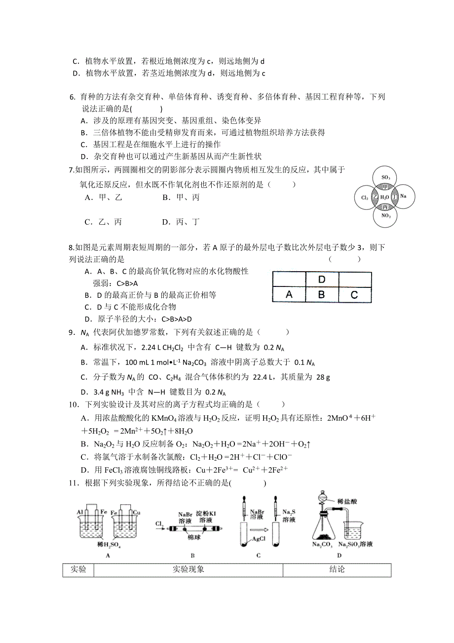 吉林省通榆一中2013届高三第五次月考理综试题 WORD版含答案.doc_第2页