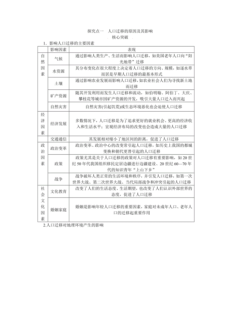 《高考复习方案》2017届高考地理（湘教版全国卷地区）一轮复习：第18讲　人口迁移、地域文化与人口 听课手册 WORD版含解析.doc_第2页