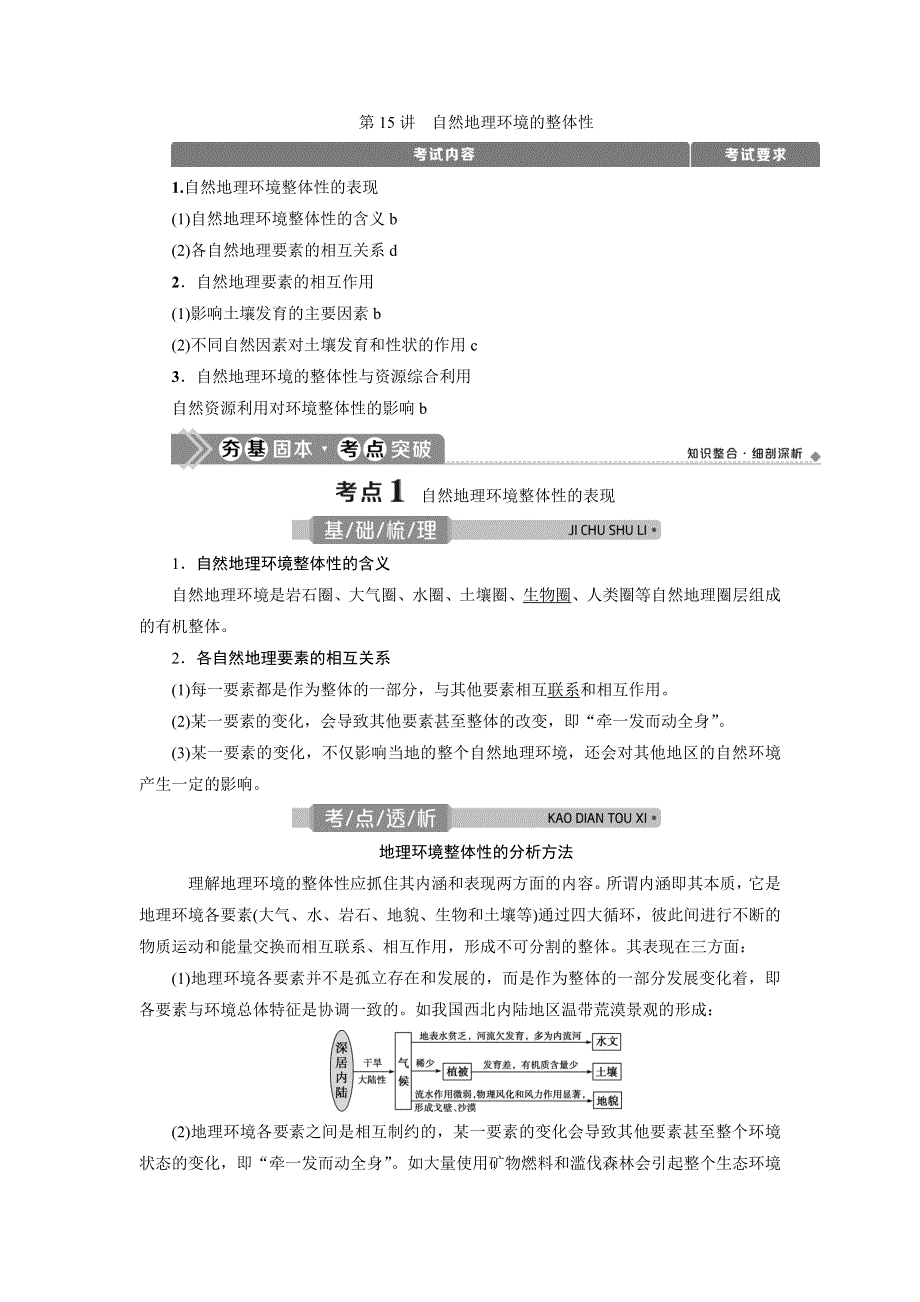 2021版浙江新高考选考地理一轮复习教师用书：第15讲　自然地理环境的整体性 WORD版含答案.doc_第1页