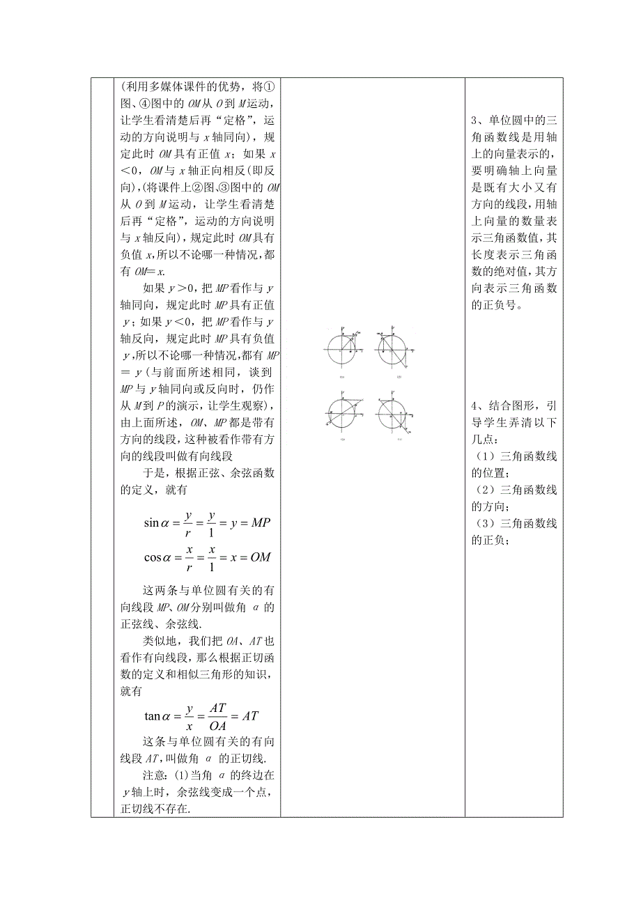 2012高二数学教案 1.2.2《单位圆与三角函数线》 （新人教A版必修4）.doc_第3页