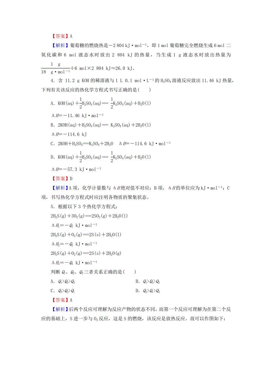 2021-2022学年新教材高中化学 第1章 化学反应的热效应 第1节 第2课时 热化学方程式 燃烧热课后训练（含解析）新人教版选择性必修1.doc_第2页