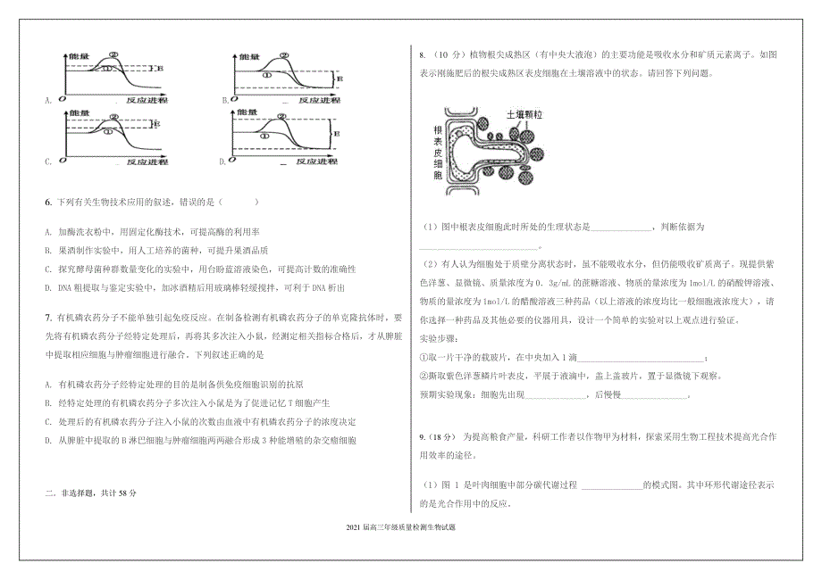 河北省十校2021届高三上学期质量检测生物试题 PDF版含答案.pdf_第2页