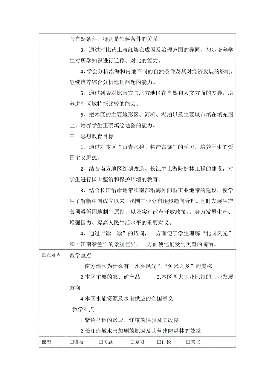 广东省肇庆市实验中学2016届高三上学期地理高效课堂教学设计：南方教案 .doc_第2页