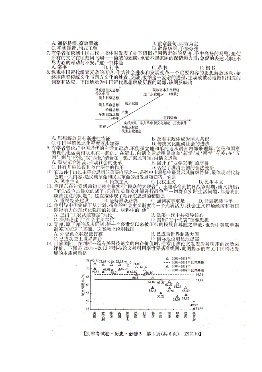 山西省大同市灵丘县豪洋中学2018-2019学年高二上学期期末历史试题 扫描版含答案.doc_第2页