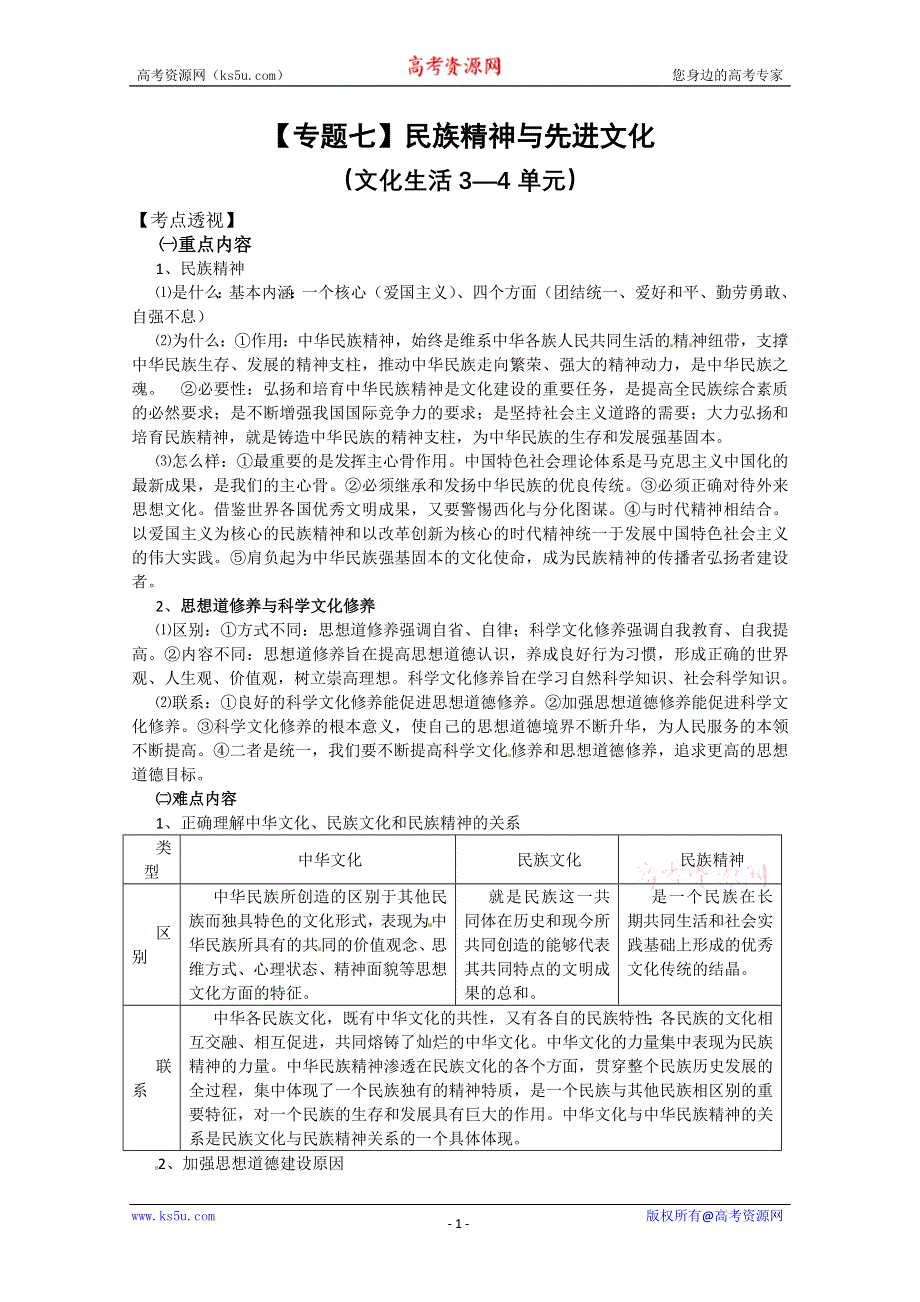 2012高考政治第二轮备考专题检测7.doc_第1页