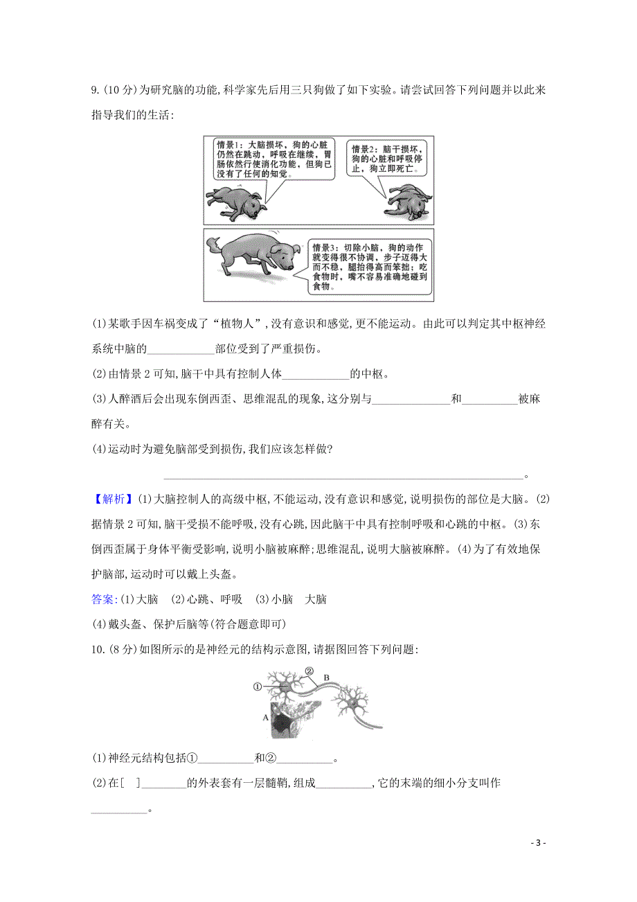 2021-2022学年新教材高中生物 第2章 神经调节 第1节 神经调节的结构基础课时检测（含解析）新人教版选择性必修第一册.doc_第3页