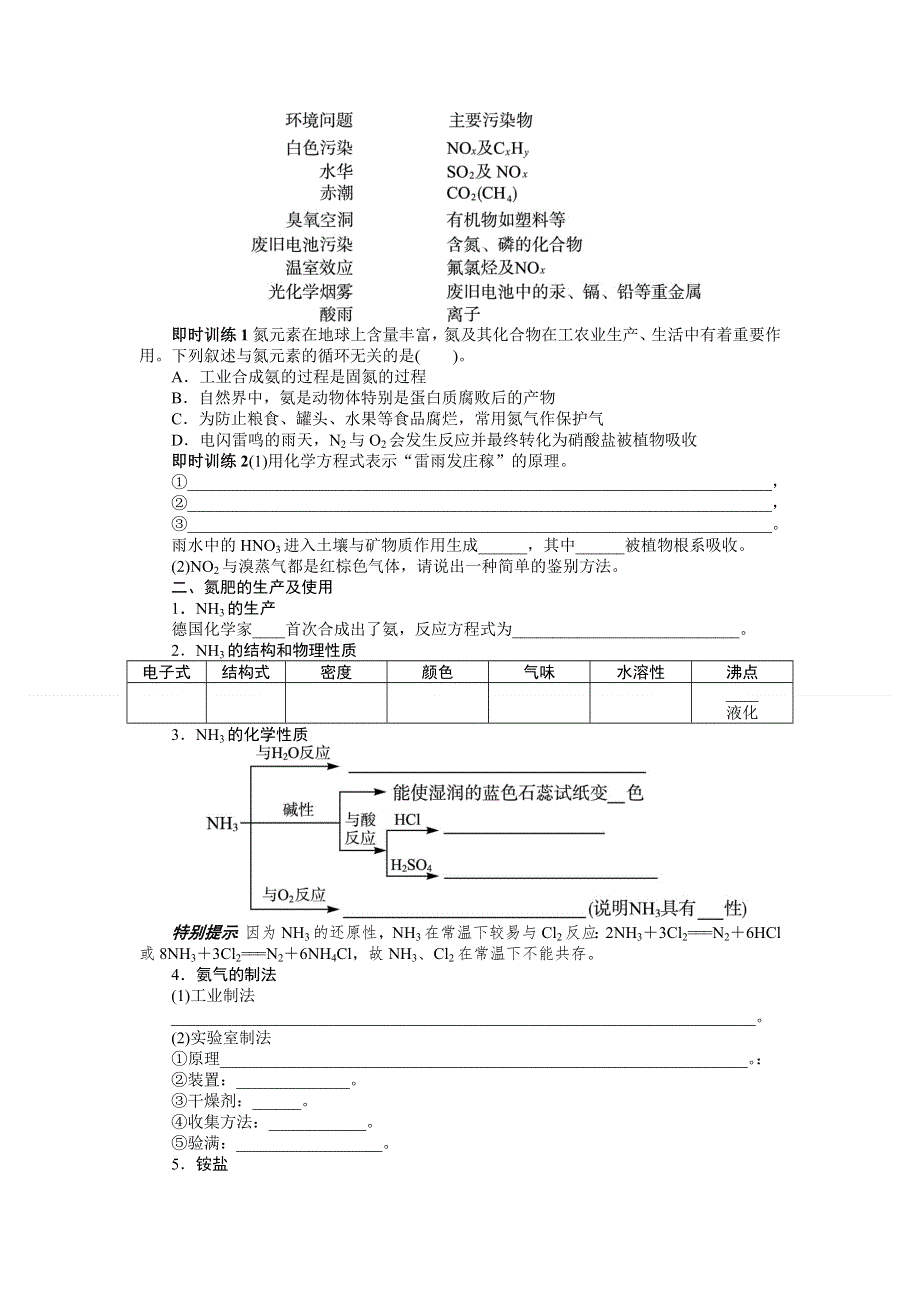 2014年高考苏教版化学一轮复习精品教案 第8单元 第3讲 生产生活中的含氮化合物.doc_第2页