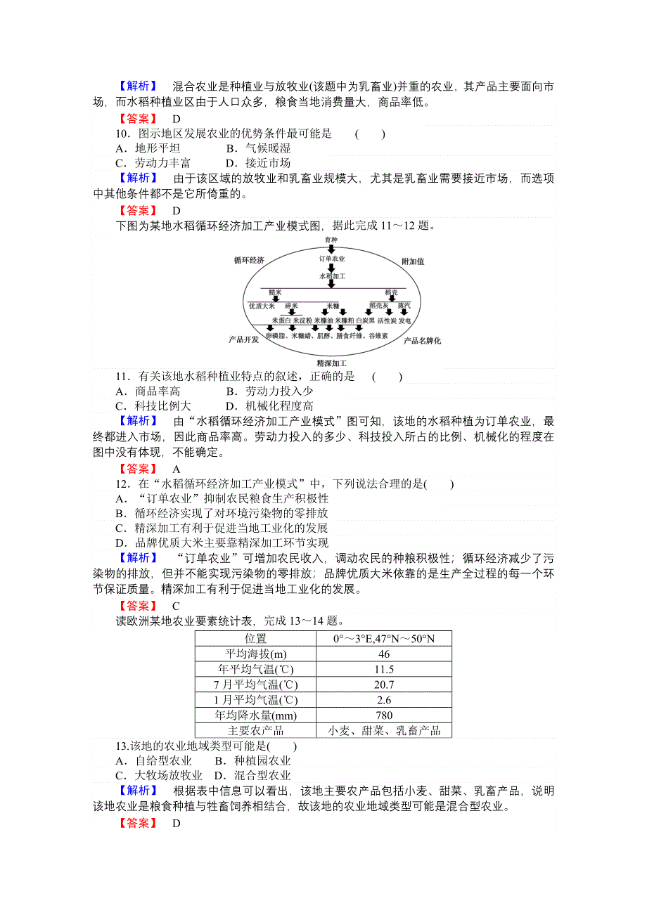 《师说》2015-2016学年高中地理湘教必修2习题 第3章 区域产业活动 3.2.2《农业区位因素与农业地域类型》.doc_第3页