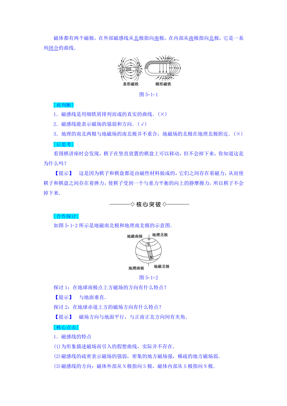 2017-2018学年高中物理（沪科版选修3-1）教师用书：第5章 5-1　磁与人类文明 5-2　怎样描述磁场 WORD版含答案.doc_第2页