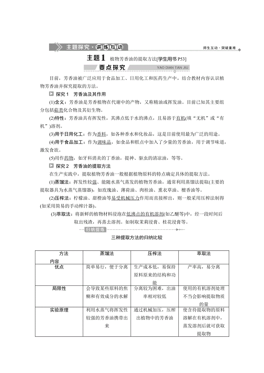 2019-2020学年苏教版生物选修一新素养同步学案：第四章　第一节 第2课时　植物芳香油的提取原理与实验方法 WORD版含答案.doc_第2页