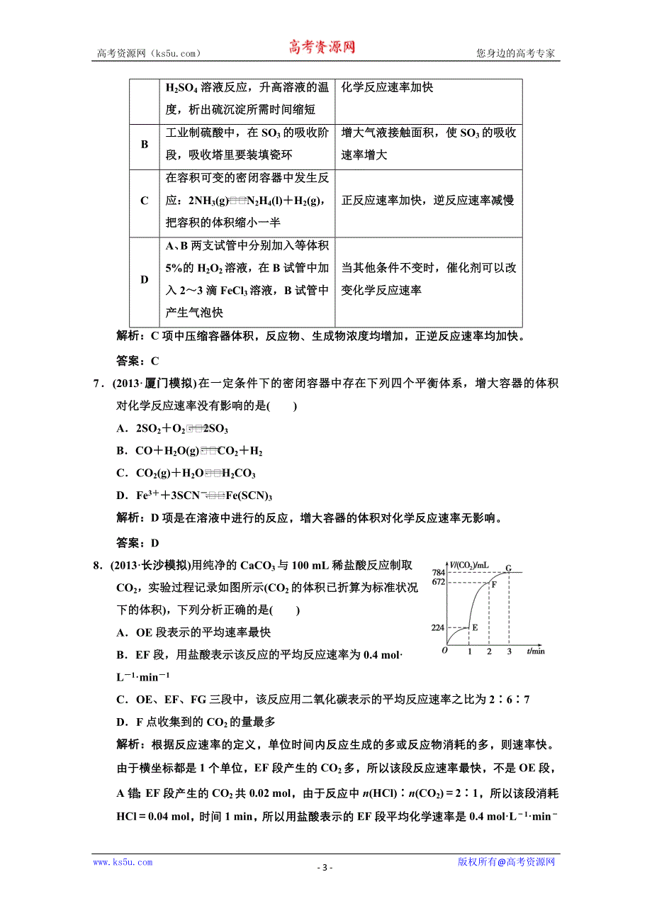 2014年高考领航化学一轮复习专题集锦：7-1 WORD版含解析.doc_第3页