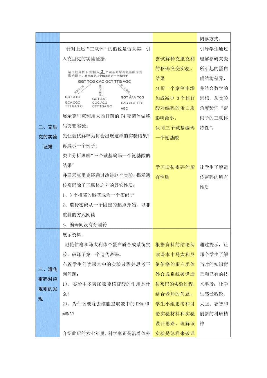 2020-2021学年高一生物人教版必修2教学教案：第四章 第3节　遗传密码的破译 （3） WORD版含答案.doc_第3页