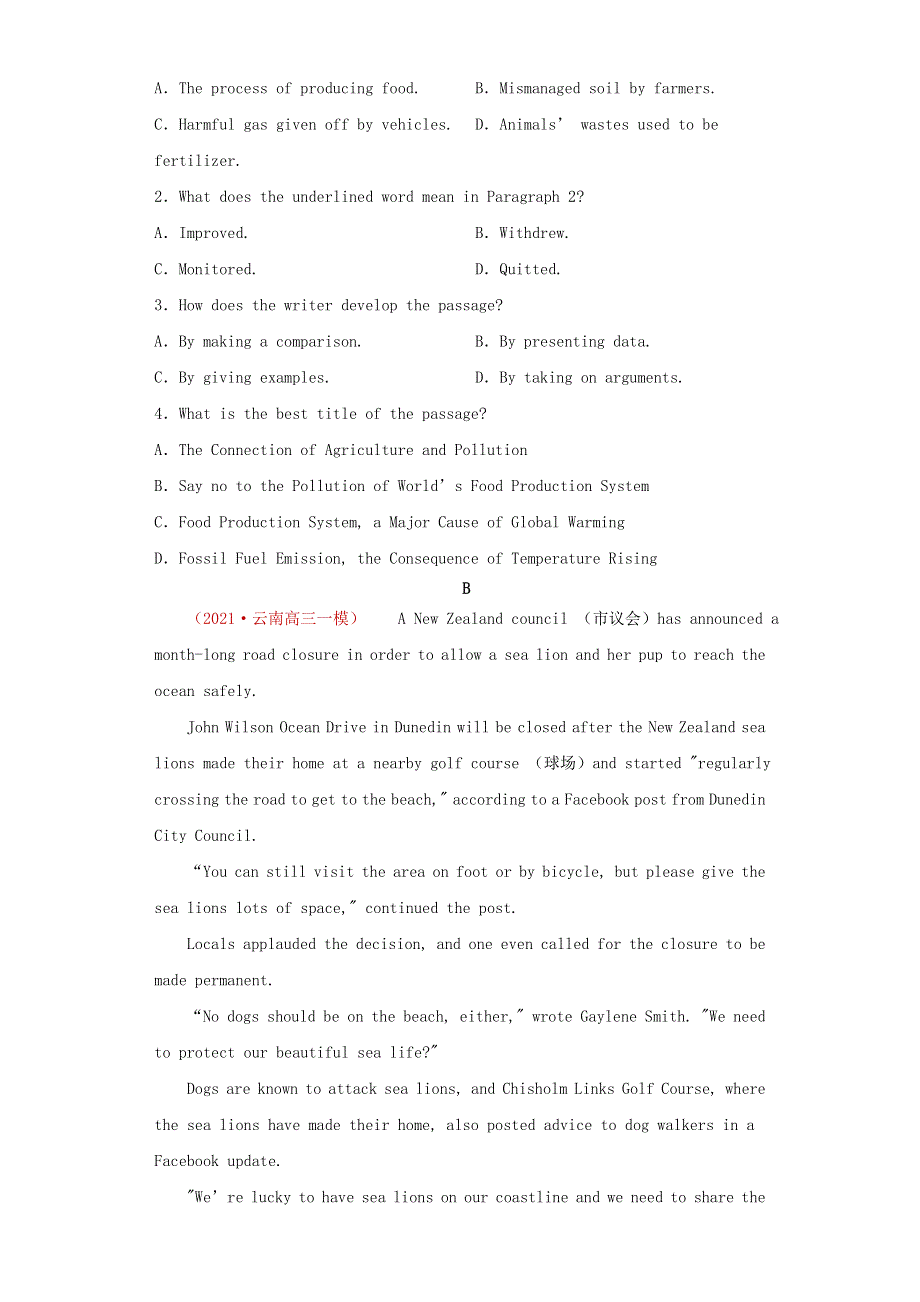 （全国卷）2021届高三英语下学期4月经典模拟题6（含解析）.doc_第2页