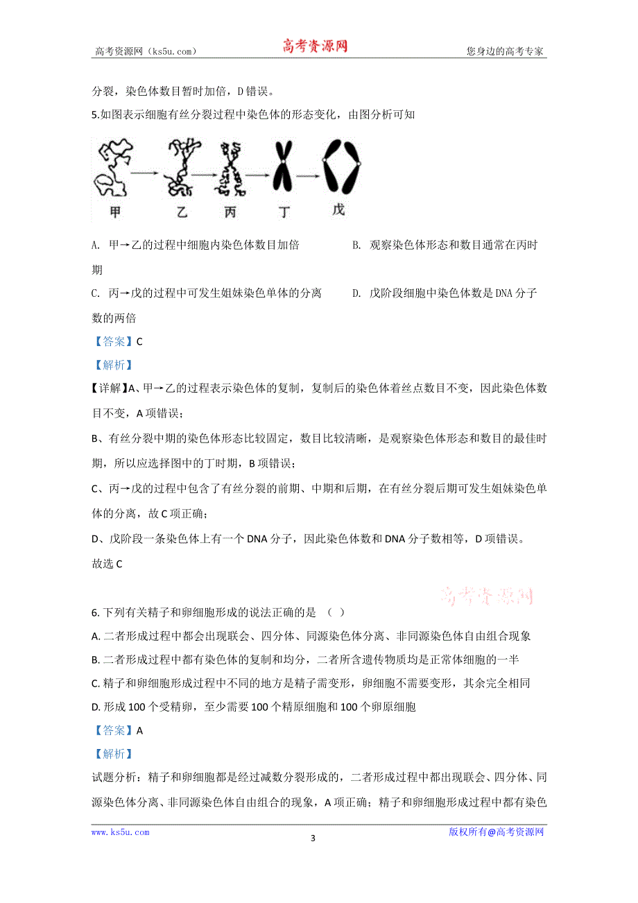 《解析》山东省济宁市兖州区2018-2019学年高一下学期期中考试检测生物试题 WORD版含解析.doc_第3页