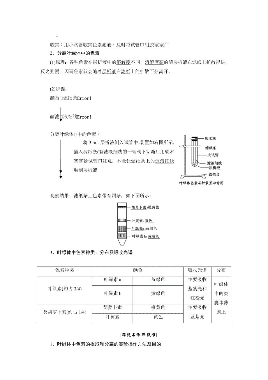 2017-2018学年高中生物北师大版必修一教学案：第5章 第3节 第1课时 叶绿体中的色素 WORD版含答案.doc_第2页