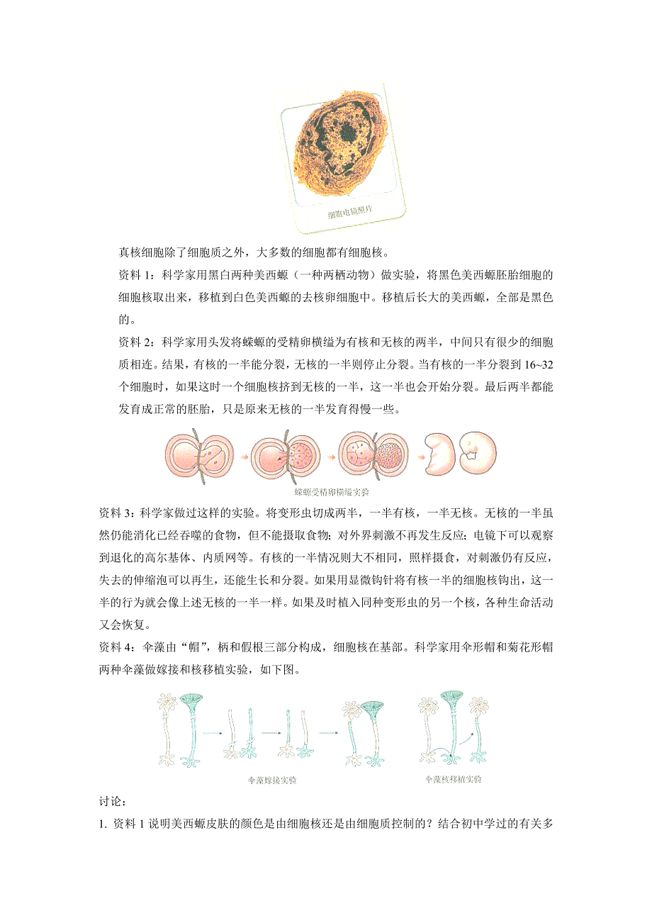 2017-2018学年高中生物必修1第3章第3节优秀教案：细胞核——系统的控制中心（2） .doc_第2页