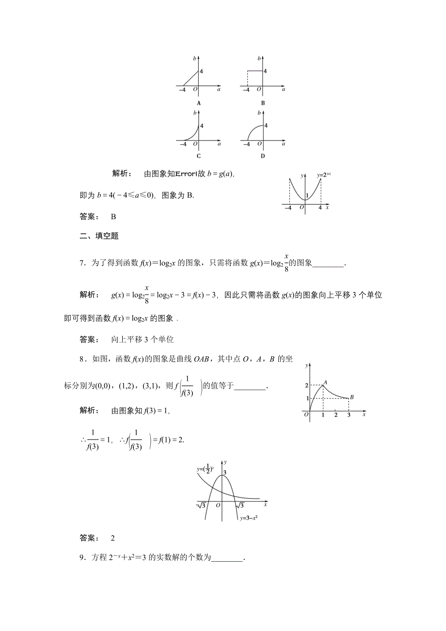 2012高考数学（文）一轮复习课时作业（北师大版）：第2章第7课时　函数的图象.doc_第3页