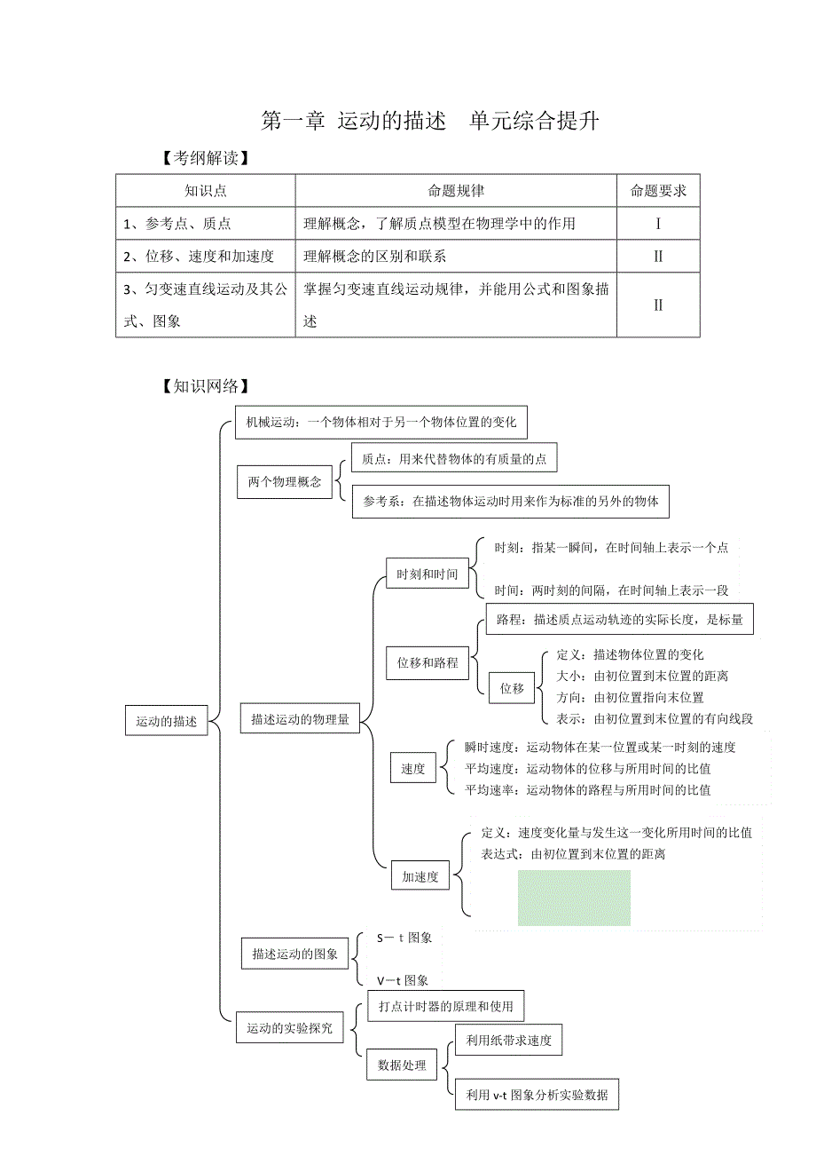 广东省肇庆市实验中学高中物理必修一：第一章（复习课）教案 .doc_第1页