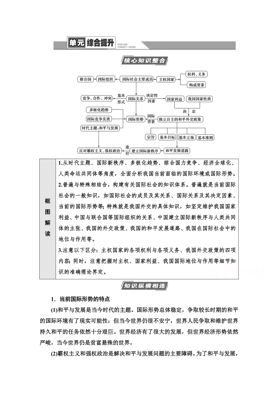 2022高考政治（江苏专用）一轮复习教师用书：必修2 第6单元 当代国际社会 单元综合提升 WORD版含解析.doc_第1页