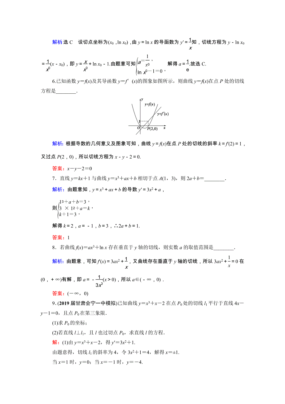 2022高考数学一轮备考复习 第3章 导数及其应用 第1节 变化率与导数、导数的计算课时跟踪检测（文含解析）新人教B版.doc_第2页